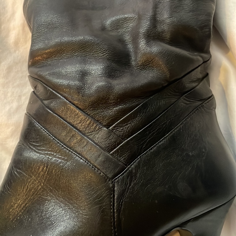 Black 70s Style Leather Boots